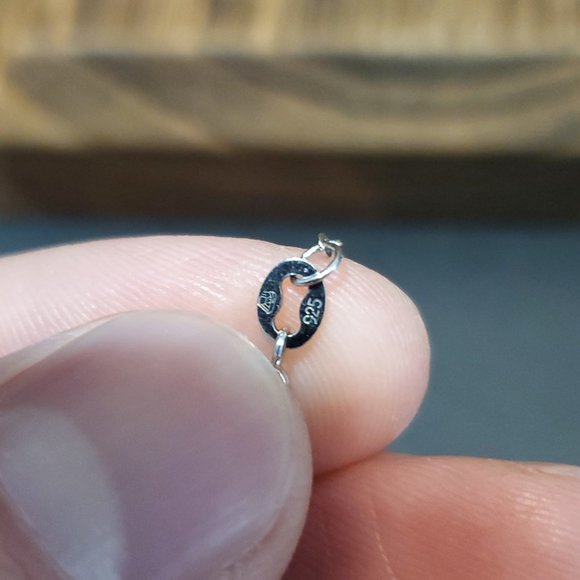 18 Inch 925 Sterling Silver Rustic Halo Gemstone CZ Pendant Necklace - Picture 6 of 8